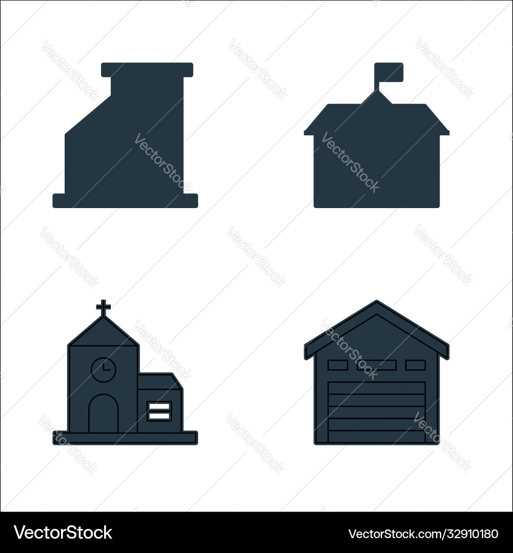 Building line icons linear set quality Vector Image