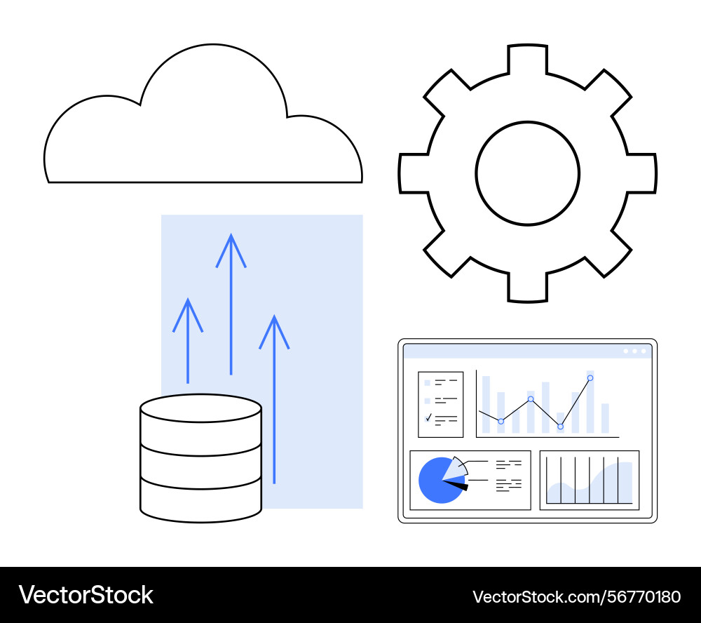 Cloud Computing mit Datenspeicheranalysen Cloud Computing mit Datenspeicheranalysen Vektorbild