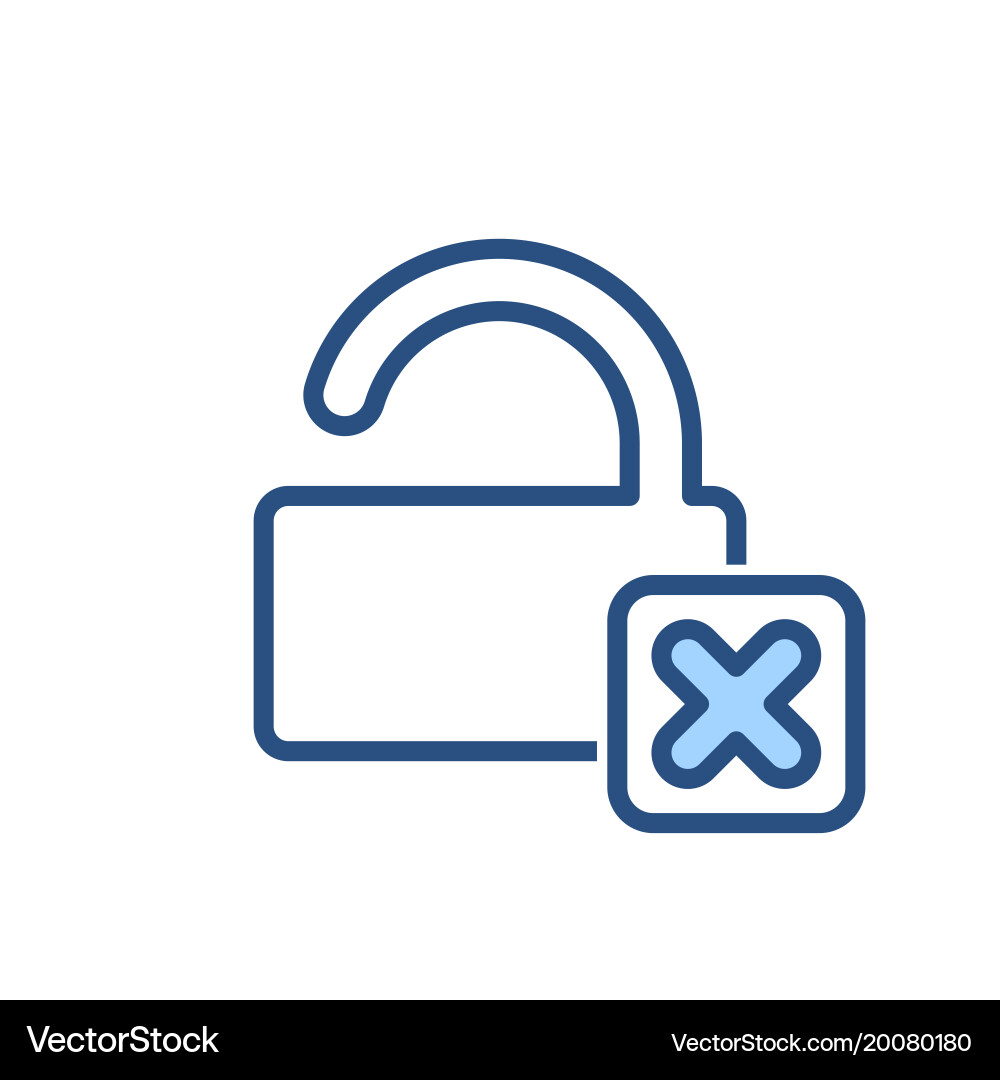 Cross lock open remove security icon Vector Image