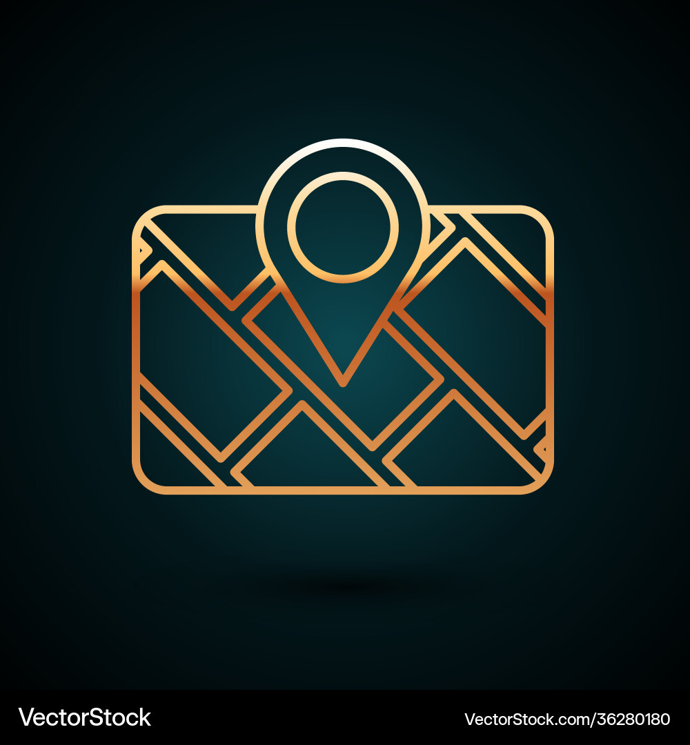 Gold line gps device with map icon isolated Gold line gps device with map icon isolated vector image