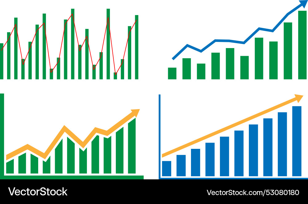 Growing graph coloring symbol with arrow Vector Image