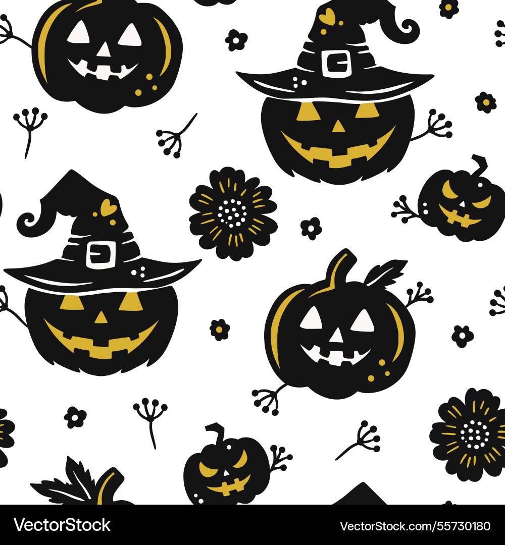 Halloween seamless pattern with spooky jack o Halloween seamless pattern with spooky jack o vector image