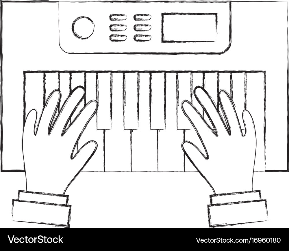 Hands user with synth console vector image