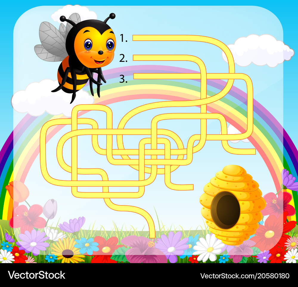 Help bee find path to beehive vector image