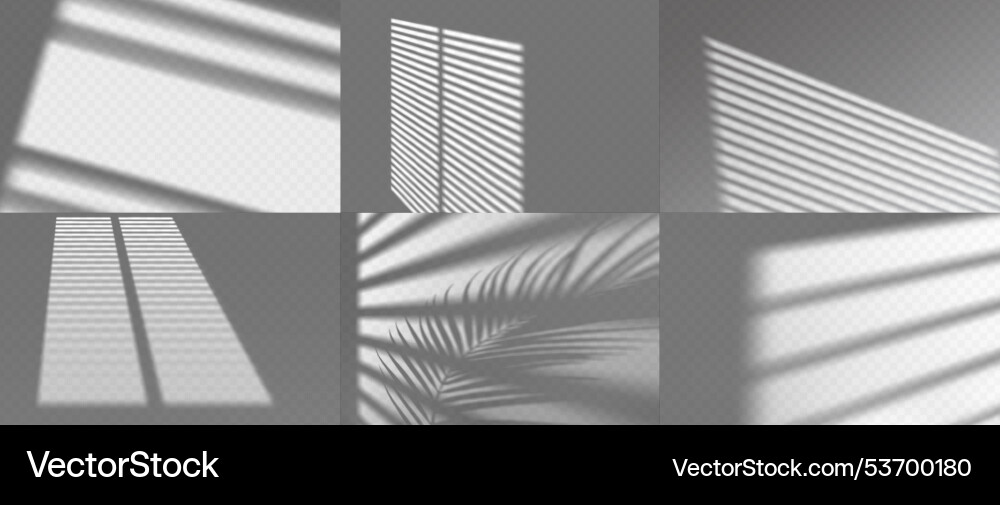 Light effect shadow overlay from window blind set Light effect shadow overlay from window blind set vector image