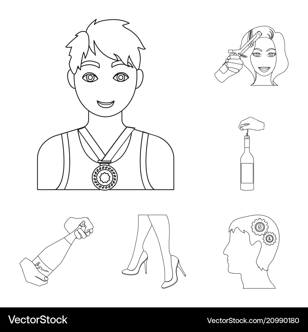 Manipulation by hands outline icons in set Vector Image