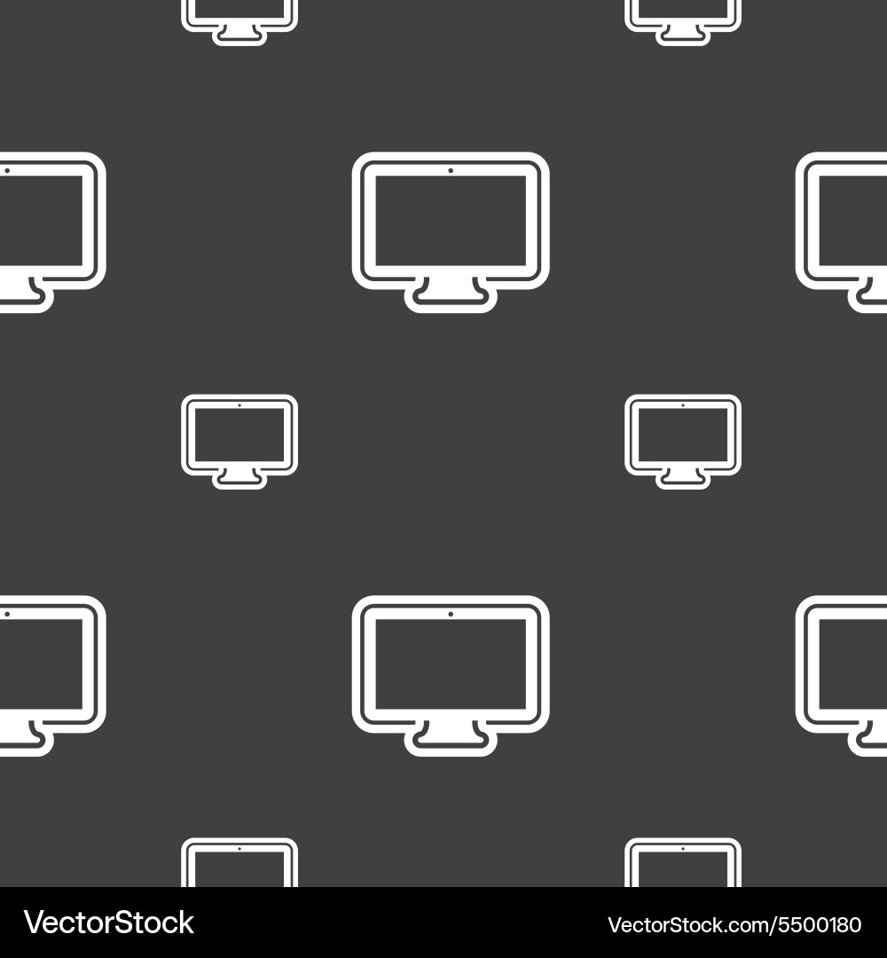 Monitor icon sign seamless pattern on a gray Vector Image