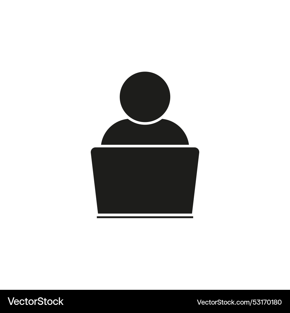 Person using laptop simple computer icon digital Person using laptop simple computer icon digital vector image