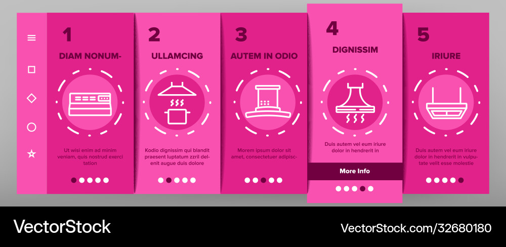 Range hood device onboarding icons set Range hood device onboarding icons set vector image