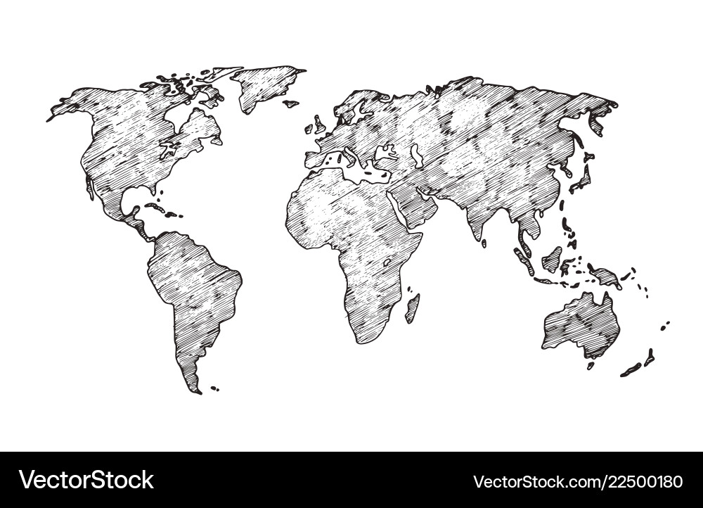 Rough World Map Sketch vector image