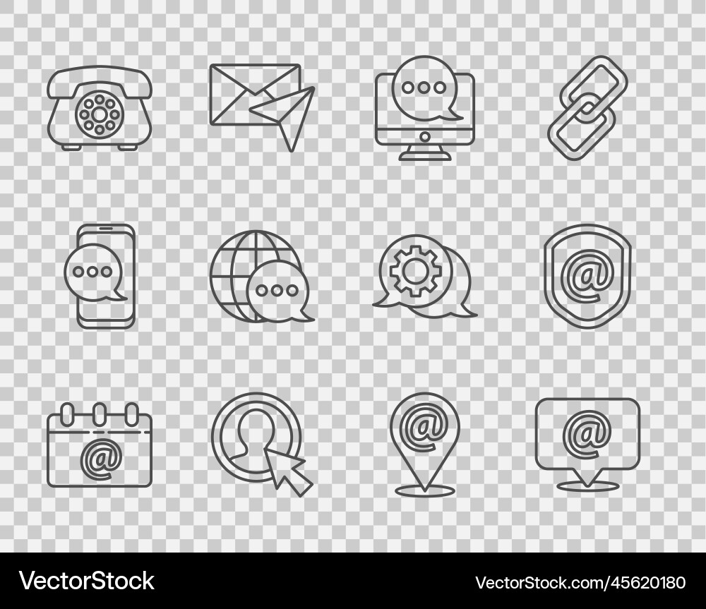 Set line calendar with email mail and e-mail Set line calendar with email mail and e-mail vector image