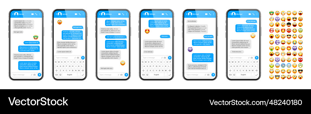 Smartphone messaging app user interface design Smartphone messaging app user interface design vector image