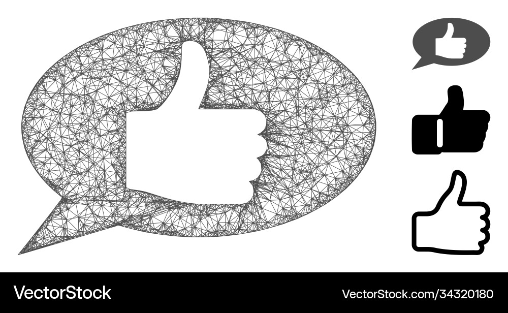 Thumb up message polygonal web mesh Thumb up message polygonal web mesh vector image