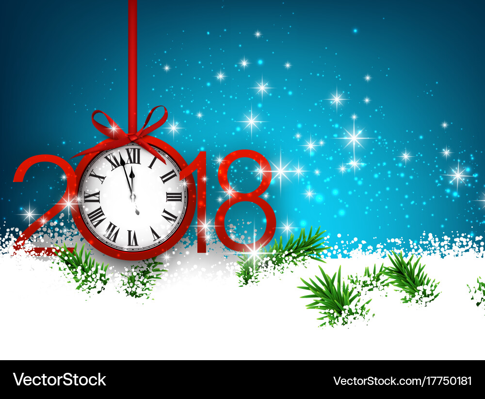 2018 new year background with clock vector image