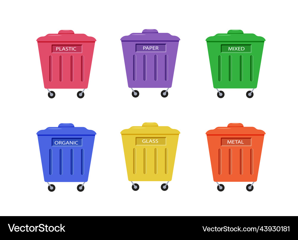 A set of colored garbage cans container A set of colored garbage cans container vector image
