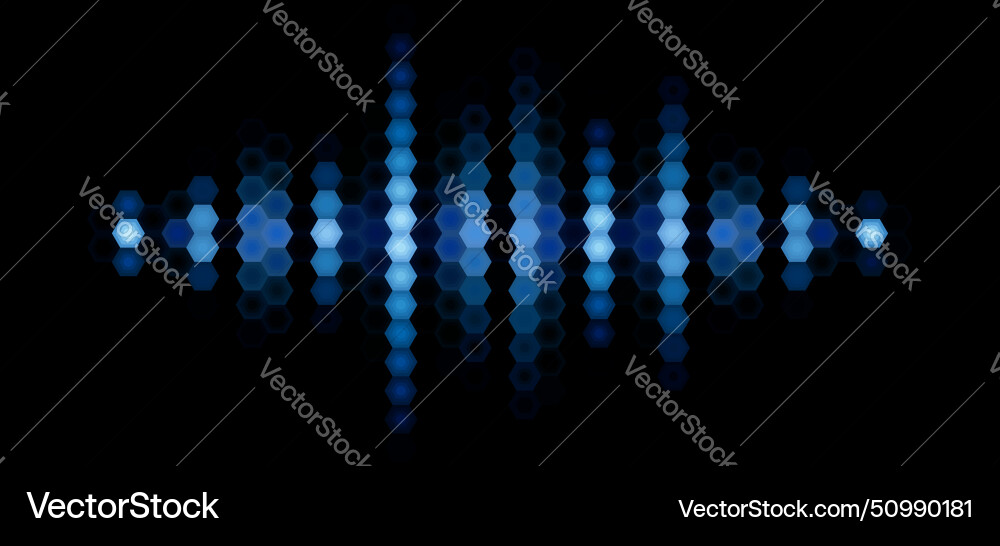 Audio or music shiny sound waveform with hexagonal Audio or music shiny sound waveform with hexagonal vector image