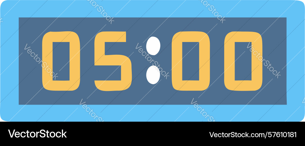 Bright digital clock displaying five oclock vector image