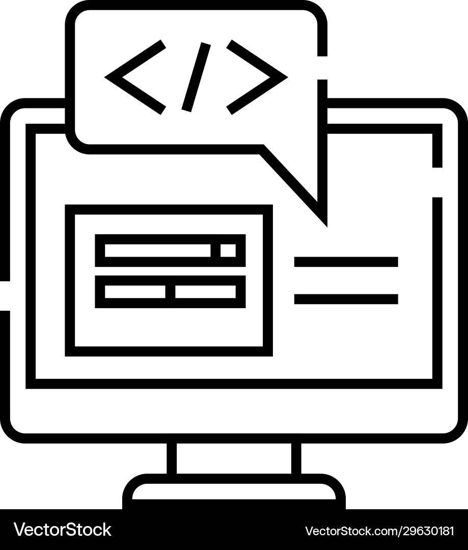 Code writing line icon concept sign outline vector image