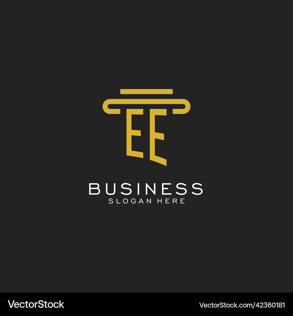 Ee initial logo with simple pillar style design vector image