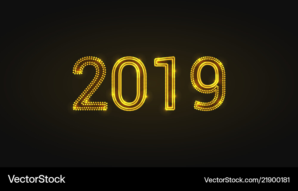 Golden background with patterns 2019 Golden background with patterns 2019 vector image