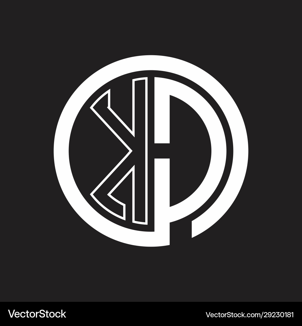 Kd logo with circle rounded negative space design vector image