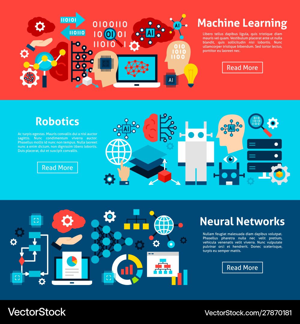 Machine Learning Banners - AI Concepts vector image