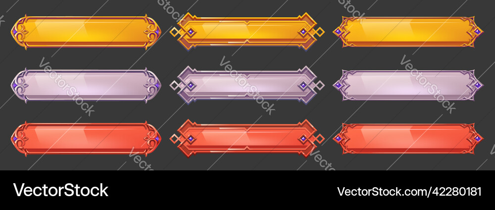 Medieval game menu frames ui elements buttons Medieval game menu frames ui elements buttons Vector Image