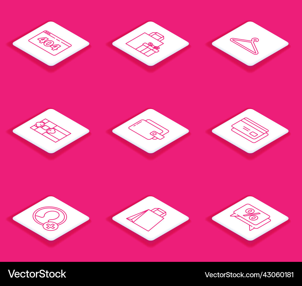 Set line page with a 404 error gift box hanger Set line page with a 404 error gift box hanger vector image