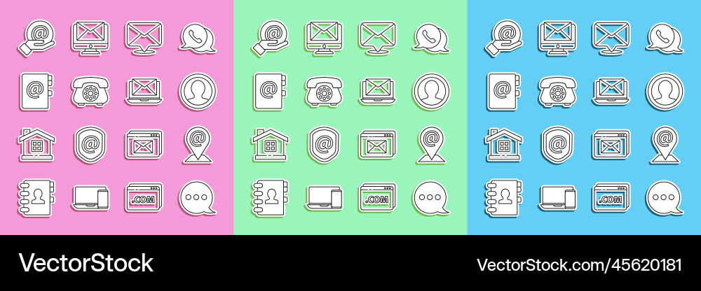 Set line speech bubble chat location and mail Set line speech bubble chat location and mail vector image