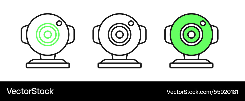 Set line web camera icon isolated on white Set line web camera icon isolated on white vector image