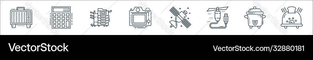 Technology devices line icons linear set quality Technology devices line icons linear set quality vector image