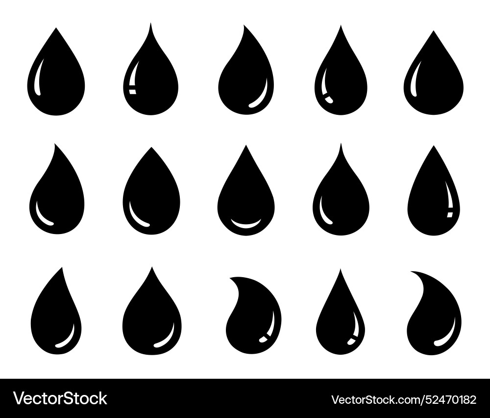 Black drops and droplet blob liquid falling drop Black drops and droplet blob liquid falling drop Vector Image