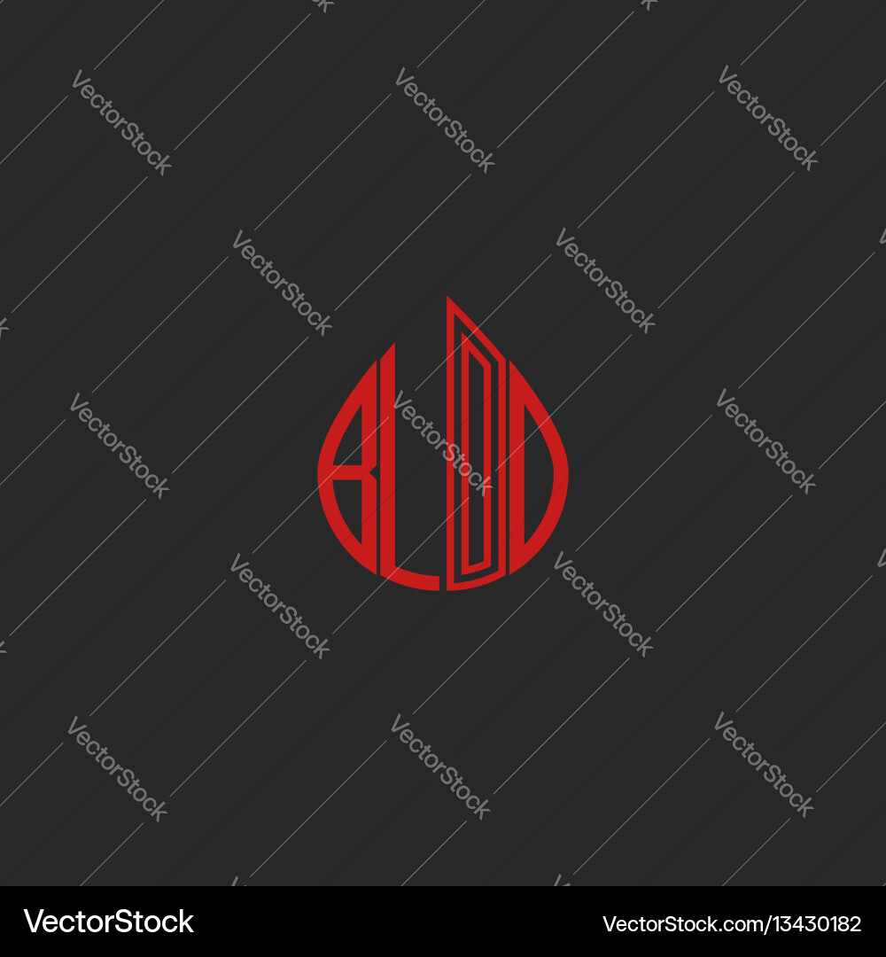 Blood drop logo red lettering word Blood drop logo red lettering word vector image