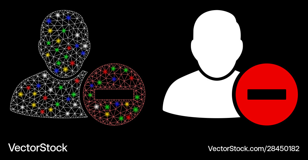 Bright mesh network remove user icon with light Bright mesh network remove user icon with light vector image