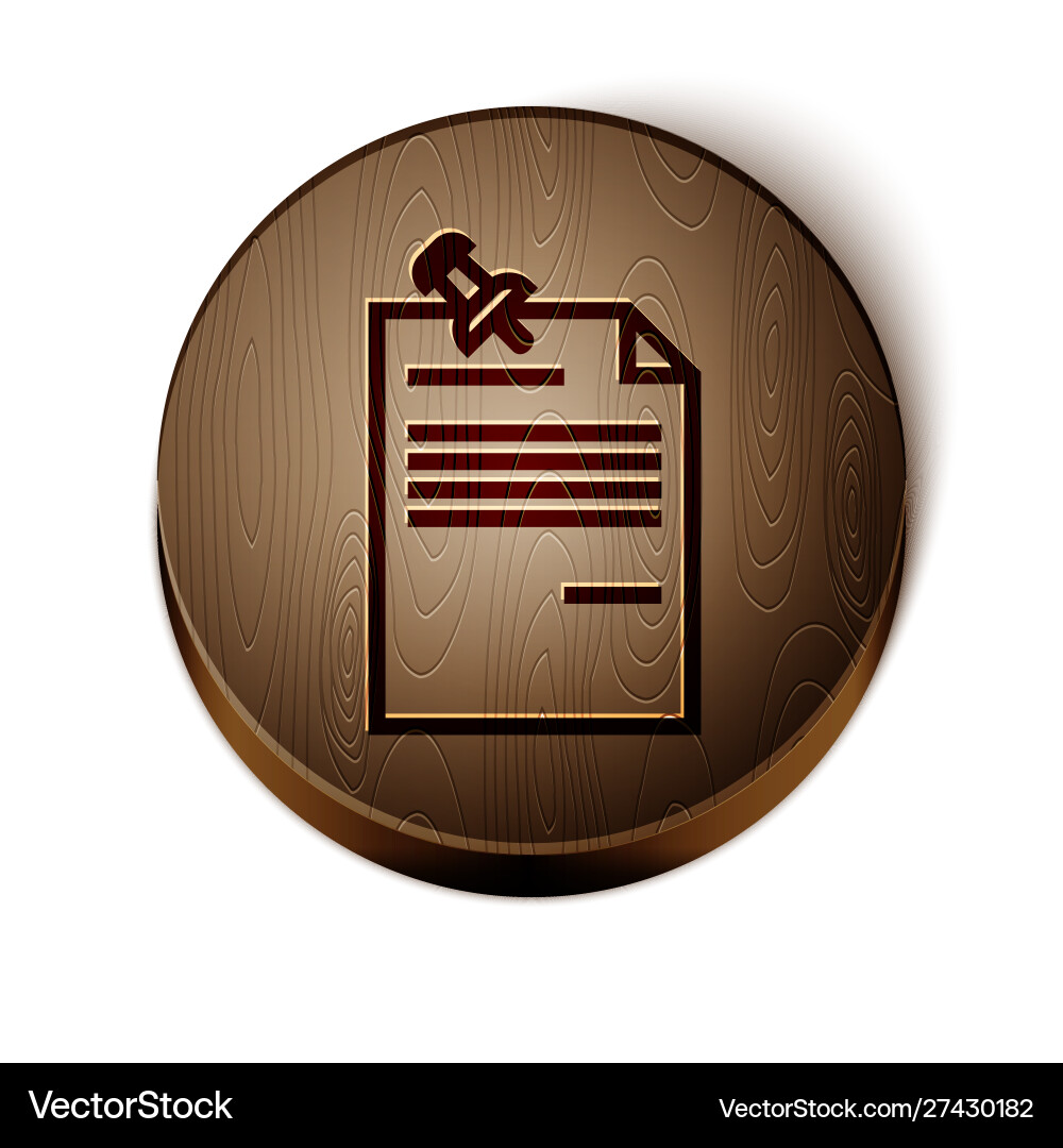 Brown line note paper with pinned pushbutton icon Brown line note paper with pinned pushbutton icon Vector Image