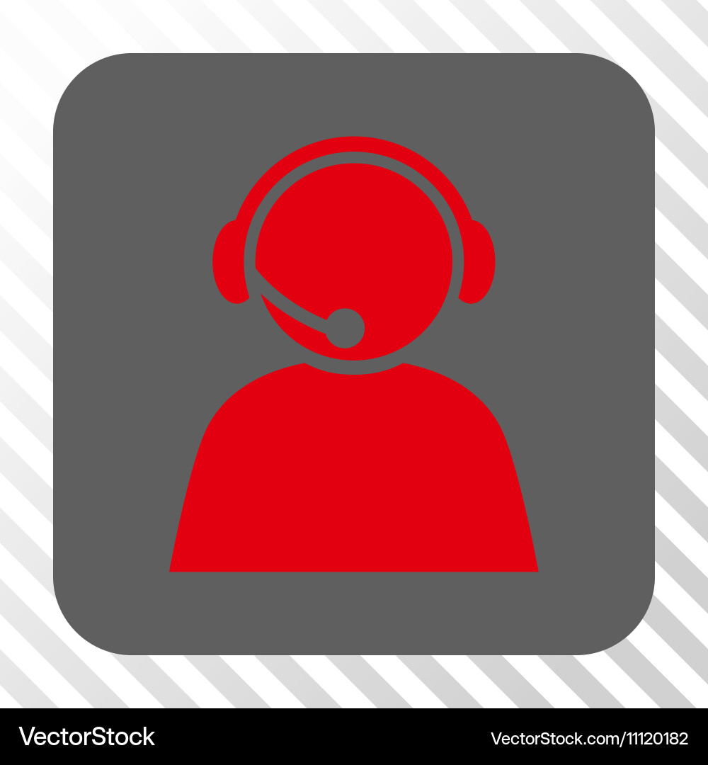 Call center operator rounded square button vector image