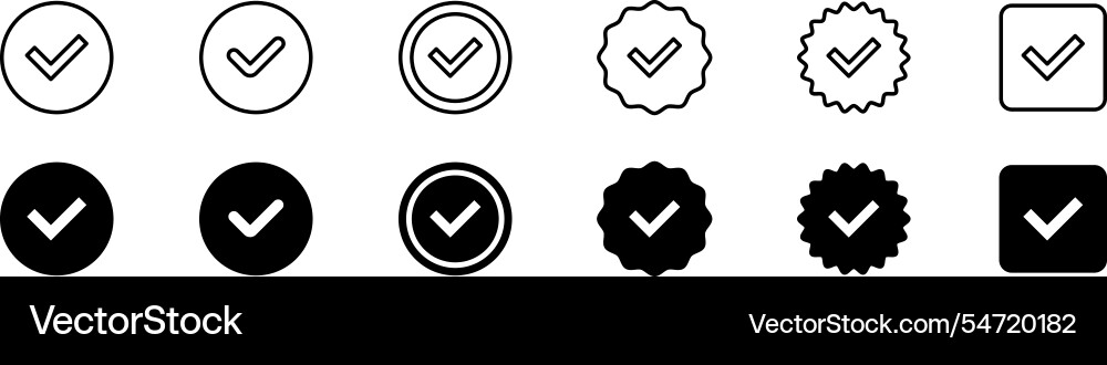 Checkmark in circle icon set tick Vector Image