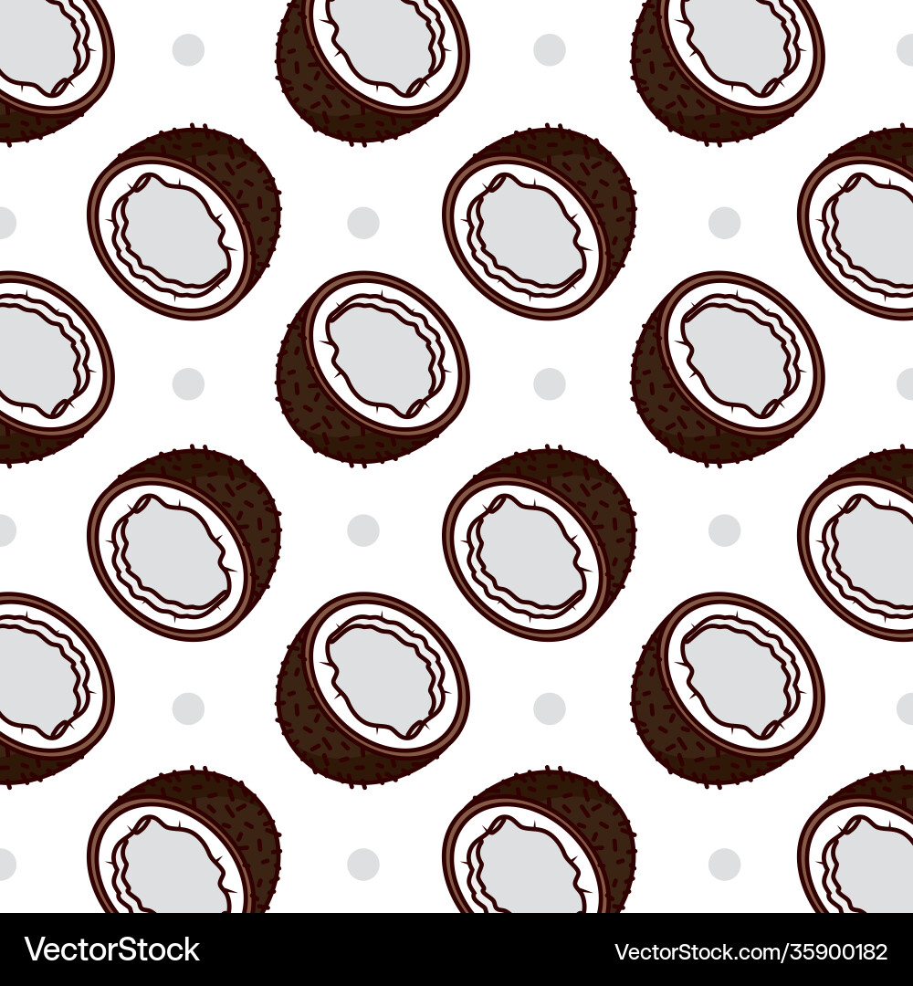 Coconuts white pattern colorful design Vector Image