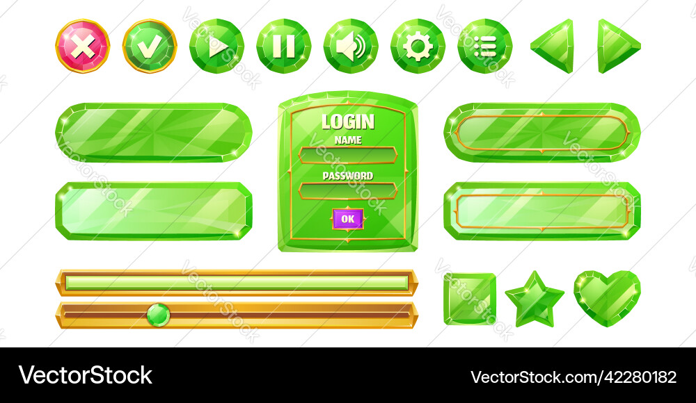 Diamond game menu interface crystal ui buttons Diamond game menu interface crystal ui buttons vector image