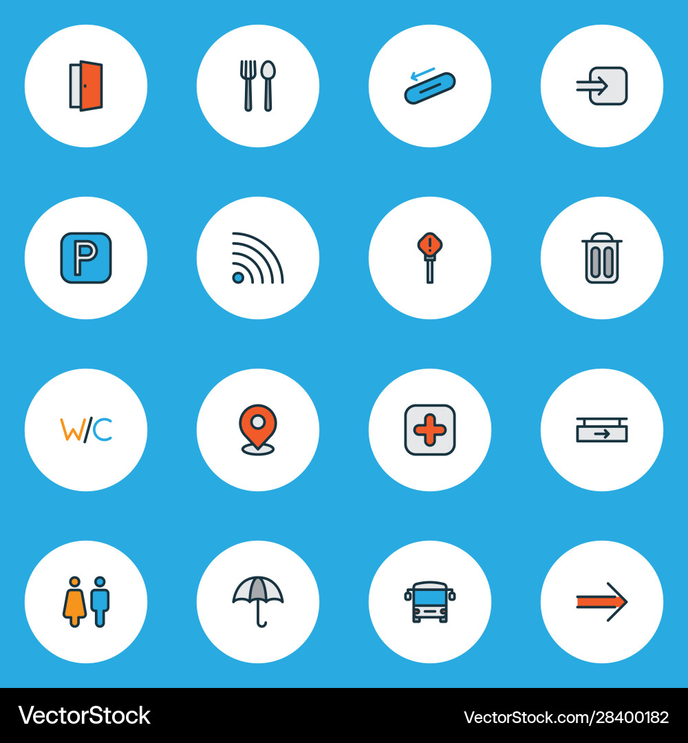 Direction icons colored line set with garbage Direction icons colored line set with garbage vector image