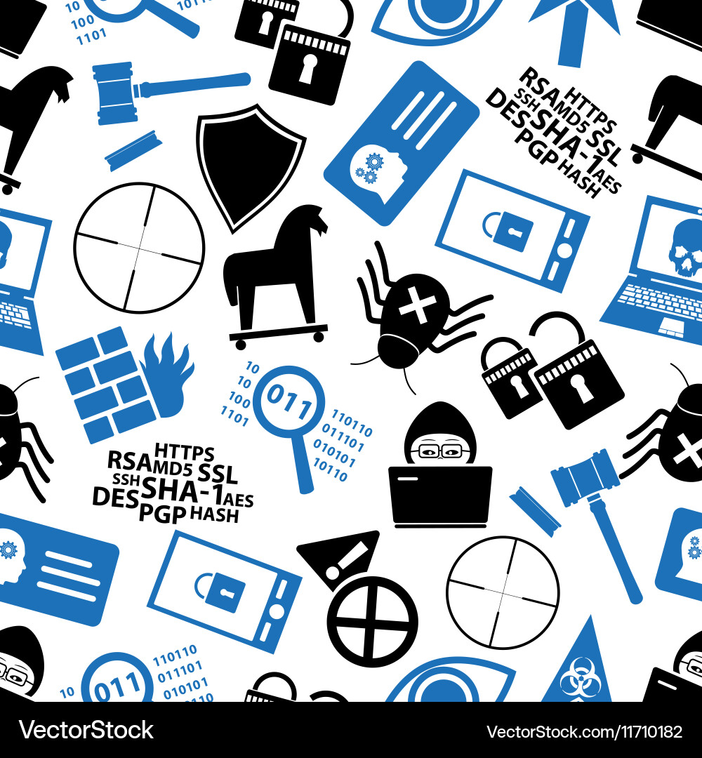 Hacker and computer security theme icons seamless vector image