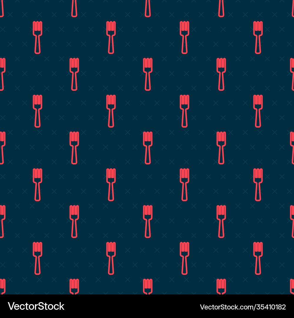 Red line fork icon isolated seamless pattern Red line fork icon isolated seamless pattern vector image