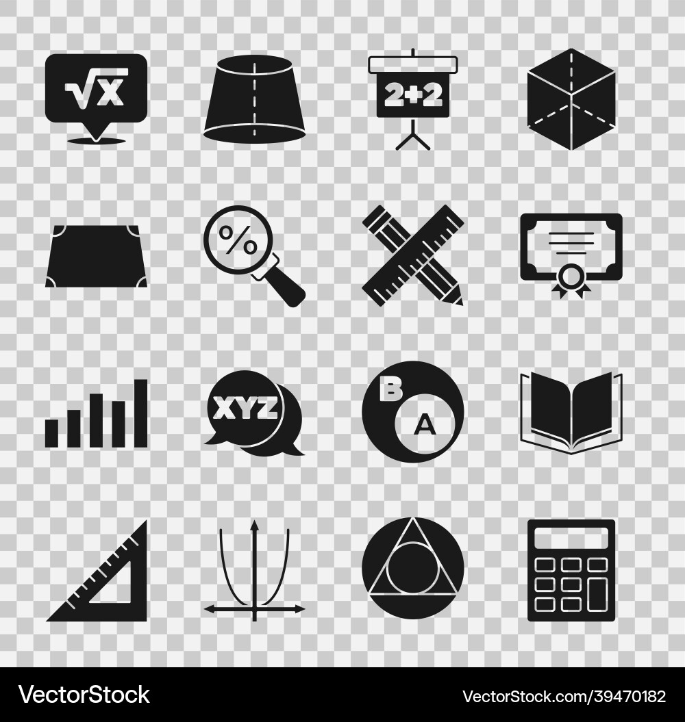 Set calculator open book certificate template vector image