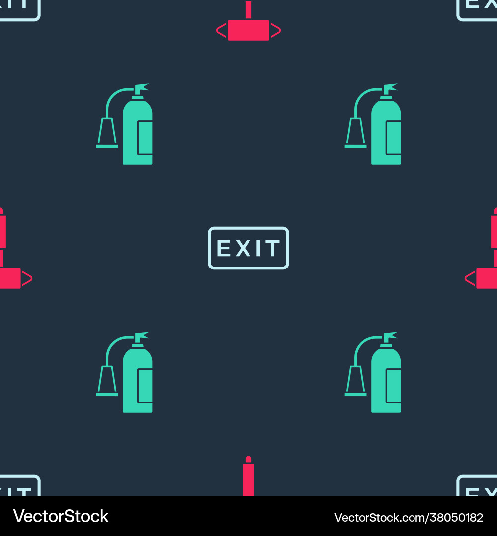 Set firefighter axe exit and extinguisher Vector Image