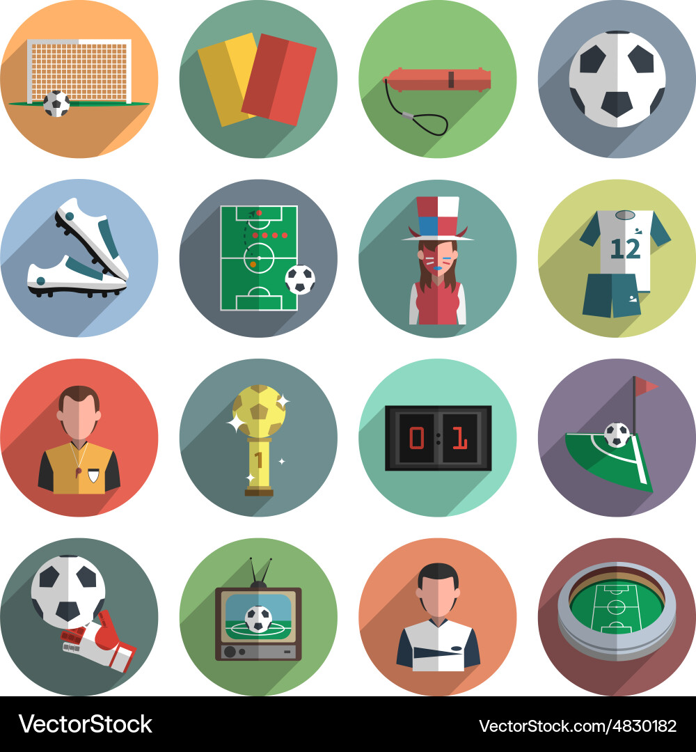Soccer Icon Set - Flat Style Vector Image