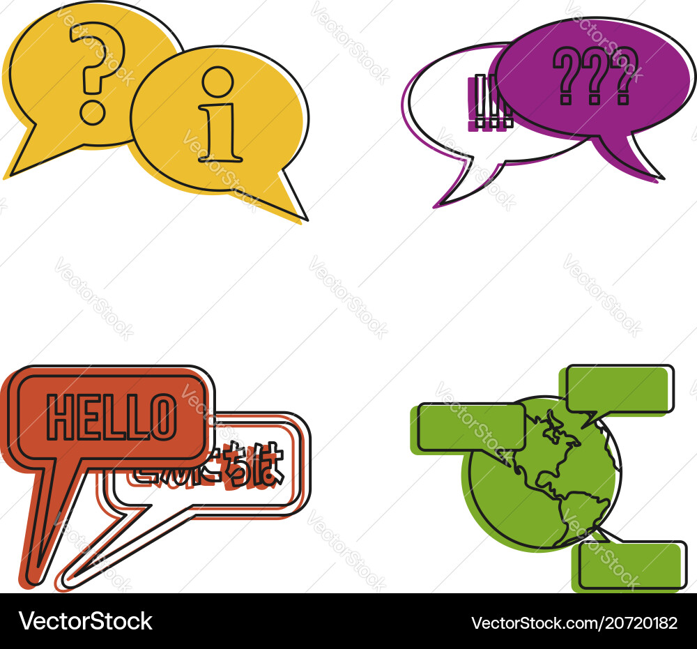 Speech icon set color outline style Speech icon set color outline style Vector Image