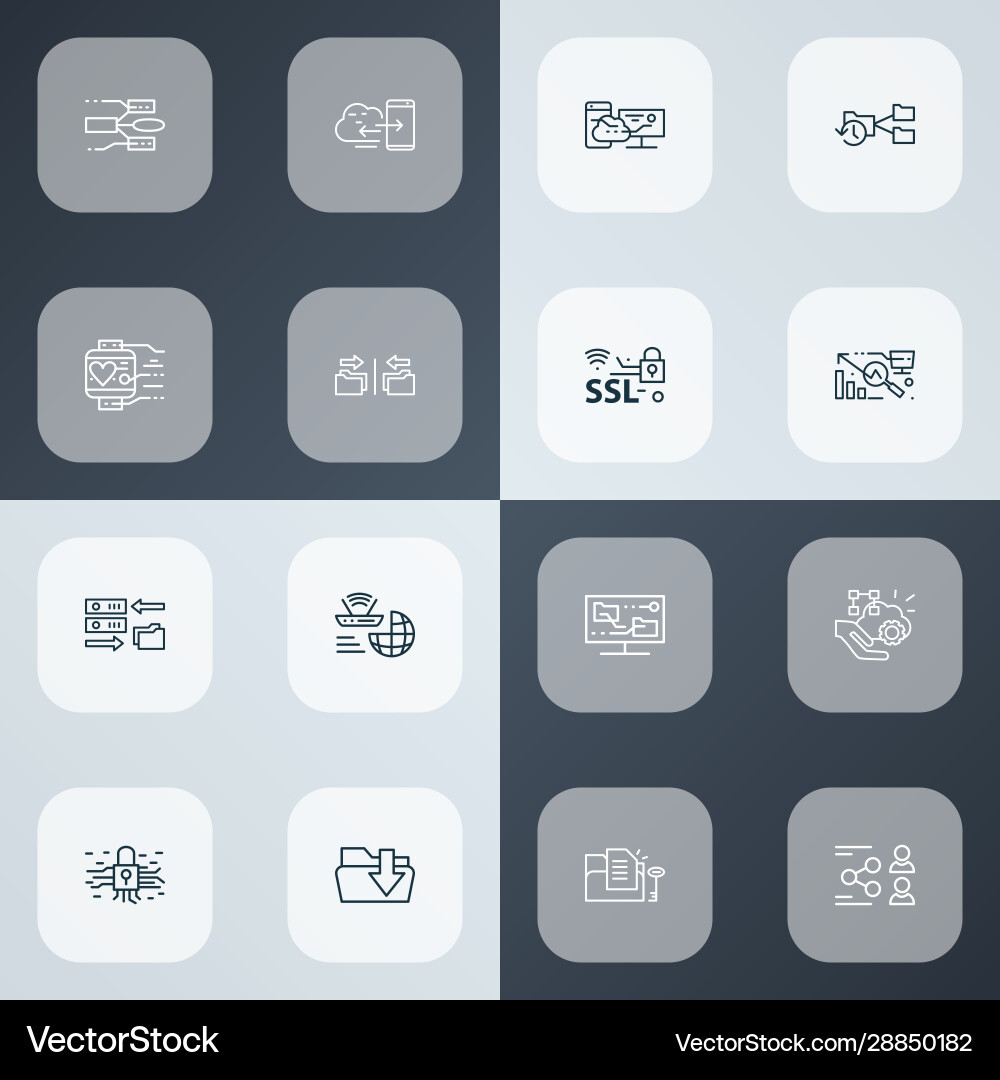 Tech Icons Linienstil mit Synchronisierung Tech Icons Linienstil mit Synchronisierung vektorbild