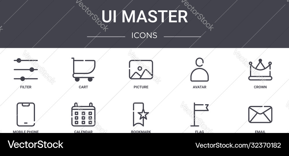 Ui master concept line icons set contains Ui master concept line icons set contains Vector Image