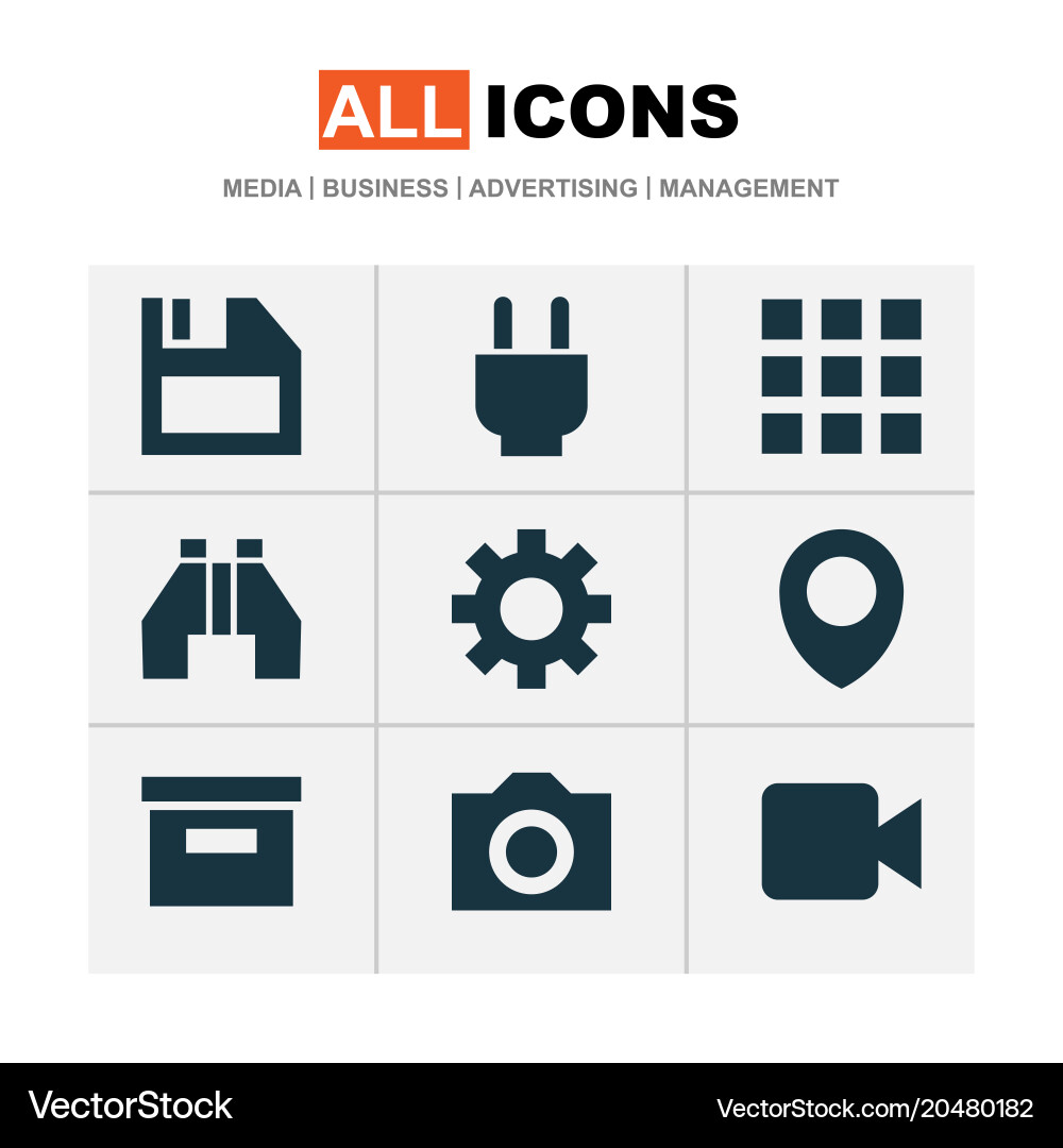 User icons set with plug location apps and other Vector Image