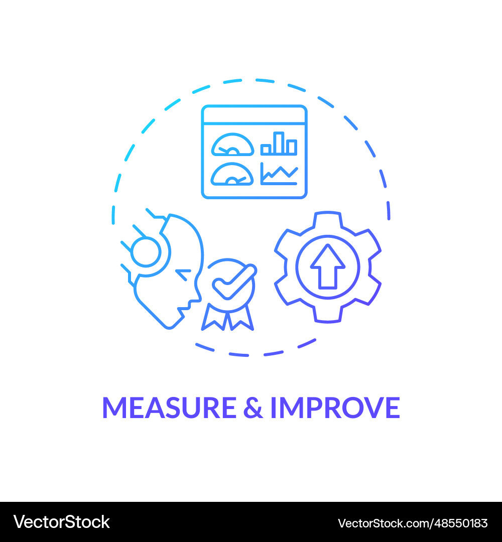 2d thin linear gradient measure and improve icon 2d thin linear gradient measure and improve icon vector image